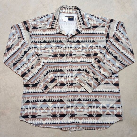 Panhandle Slim Shirt Mens XL Made in USA Aztec Southwestern Pearl Snap Rodeo - Picture 1 of 8